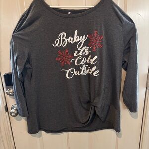 Gray Women’s “Baby It’s Cold Outside” Shirt